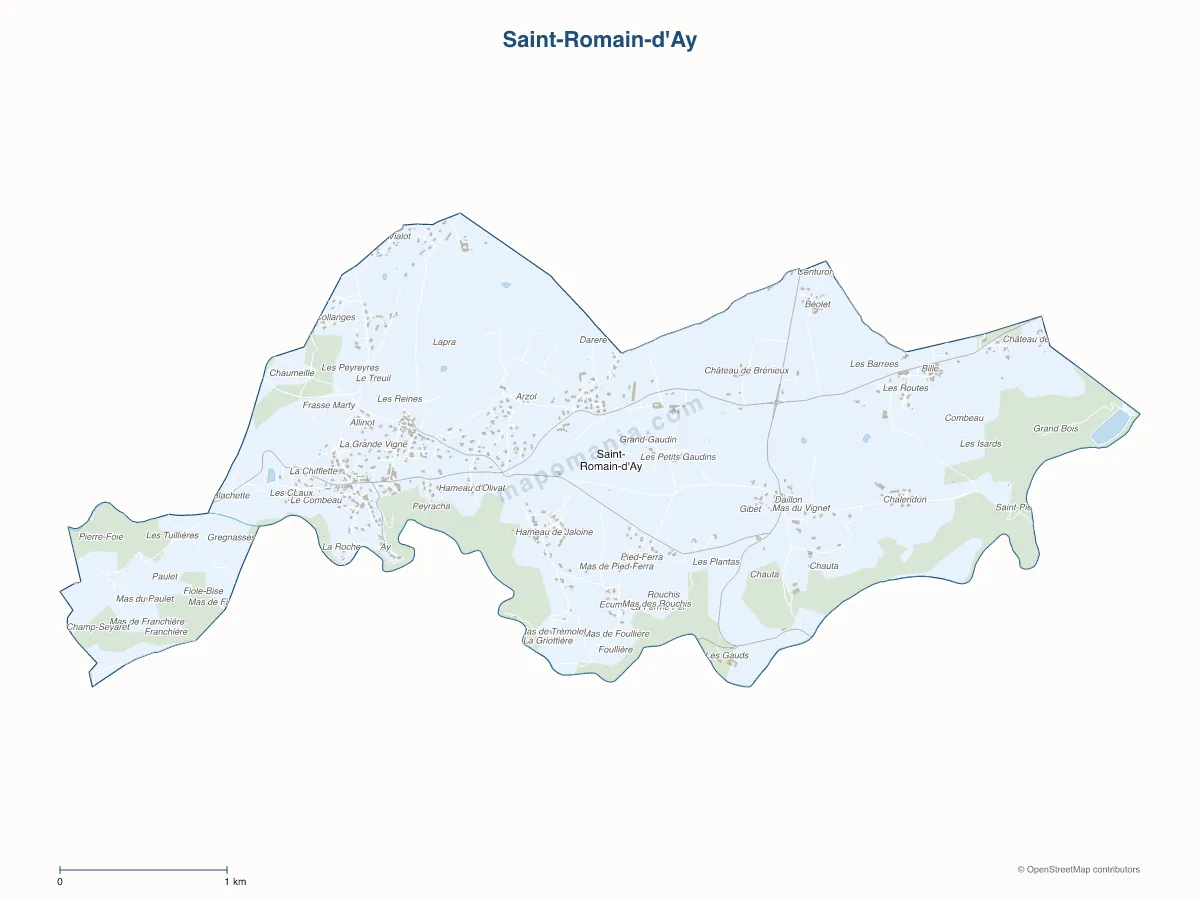 Carte de Saint-Romain-d'Ay à personnaliser