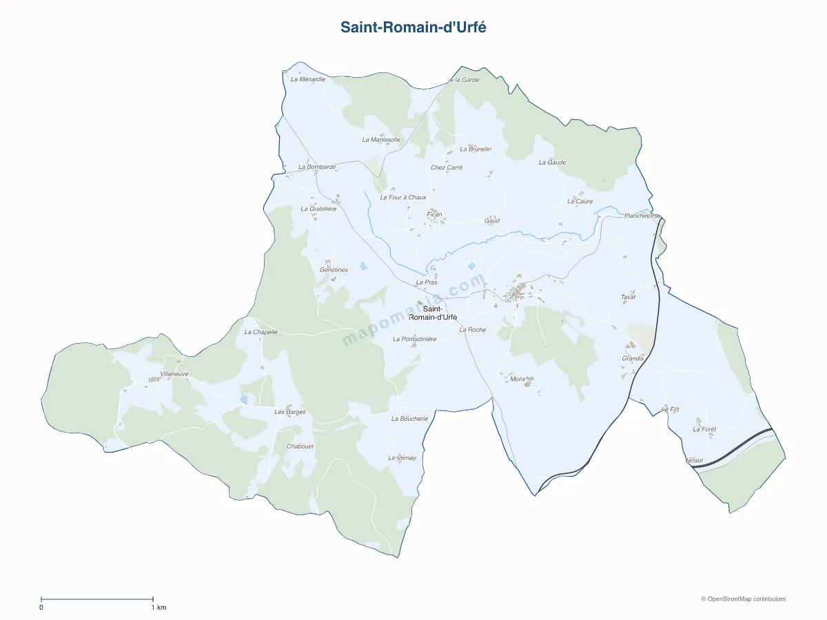 Carte de Saint-Romain-d'Urfé à personnaliser