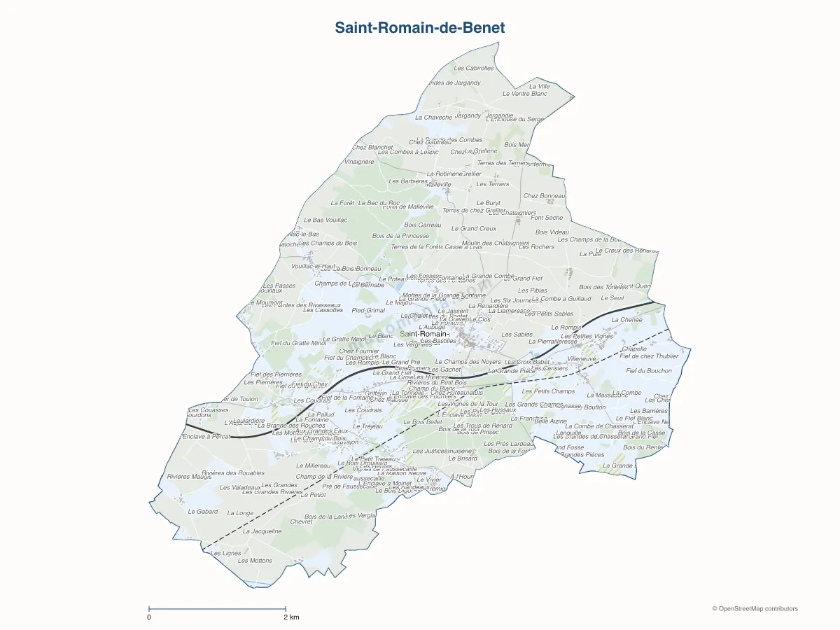Carte de Saint-Romain-de-Benet à personnaliser