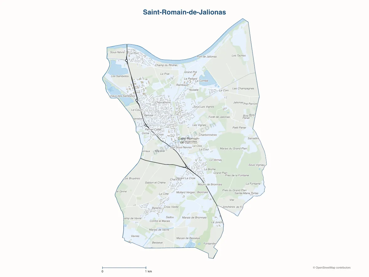 Carte de Saint-Romain-de-Jalionas à personnaliser