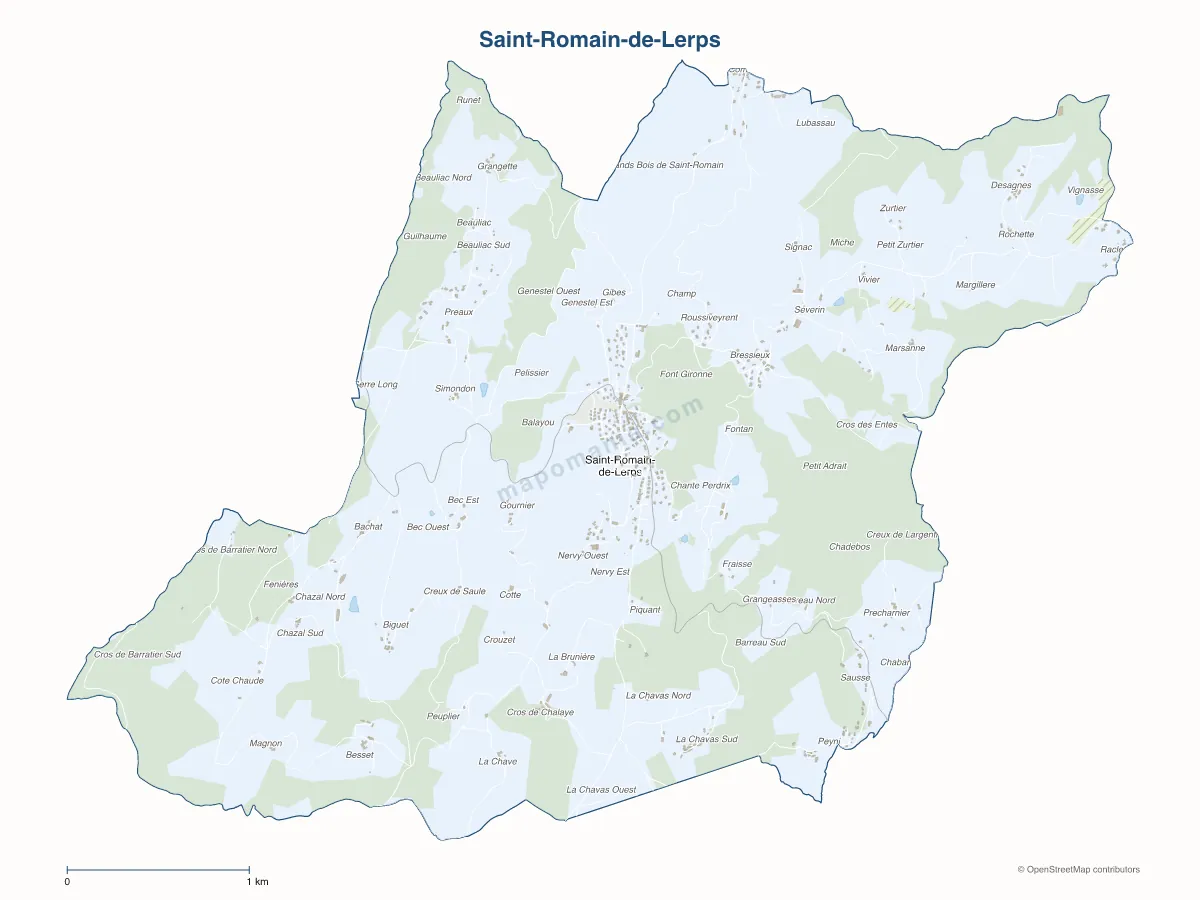 Carte de Saint-Romain-de-Lerps à personnaliser