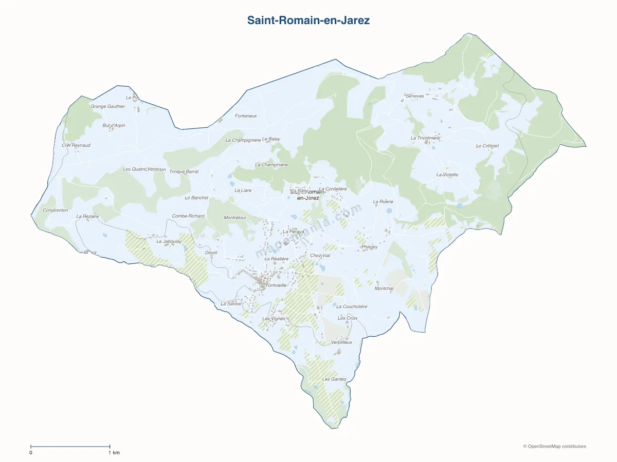 Carte de Saint-Romain-en-Jarez à personnaliser