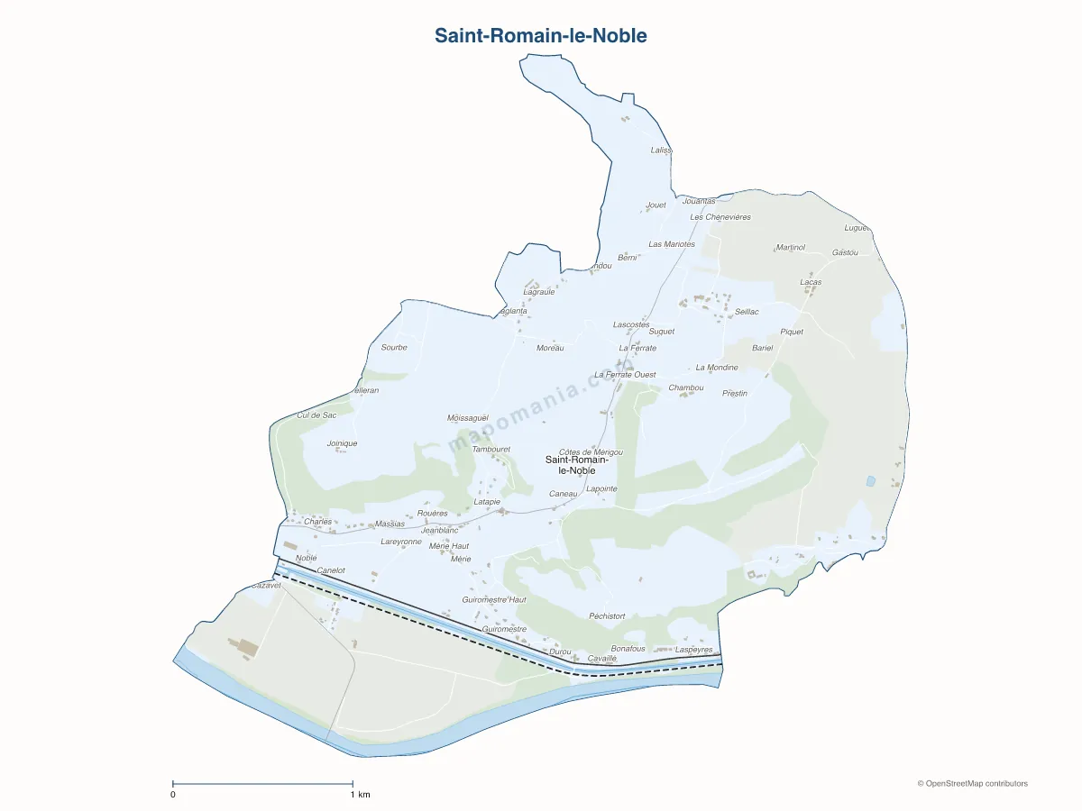 Carte de Saint-Romain-le-Noble à personnaliser