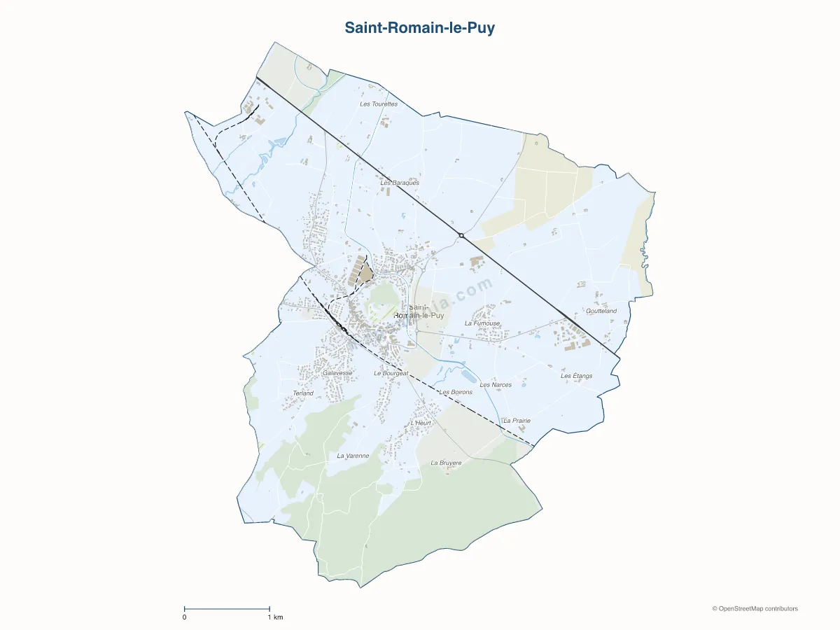Carte de Saint-Romain-le-Puy à personnaliser