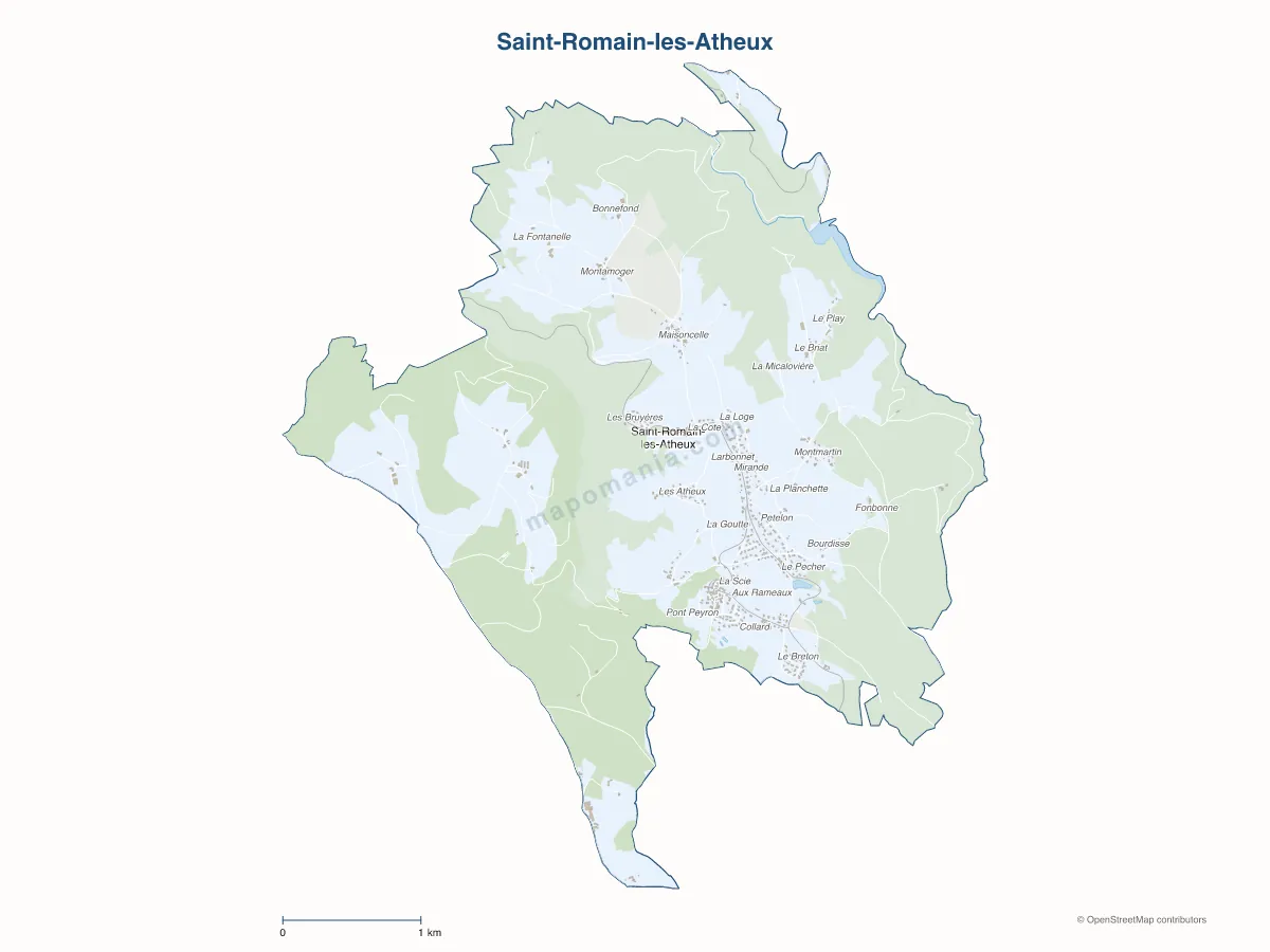 Carte de Saint-Romain-les-Atheux à personnaliser