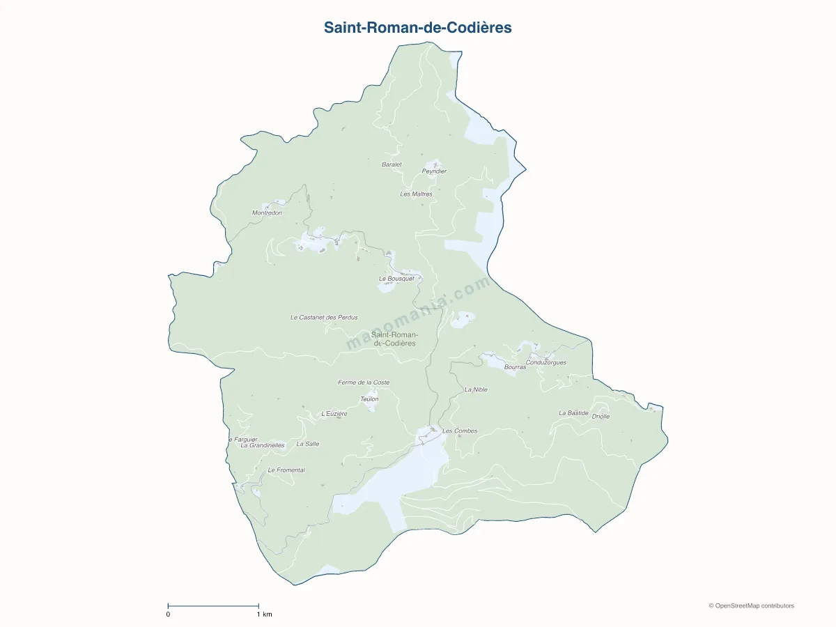 Carte de Saint-Roman-de-Codières à personnaliser