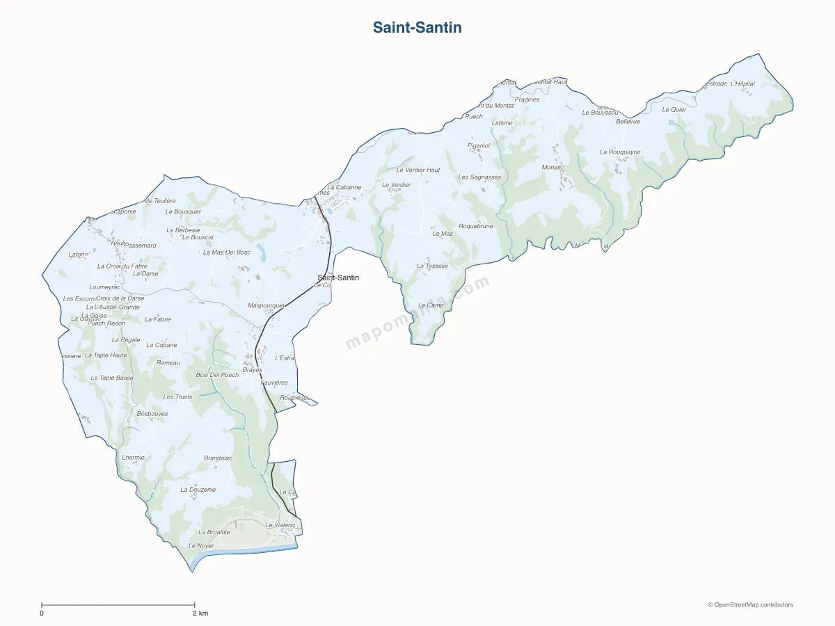 Carte de Saint-Santin à personnaliser