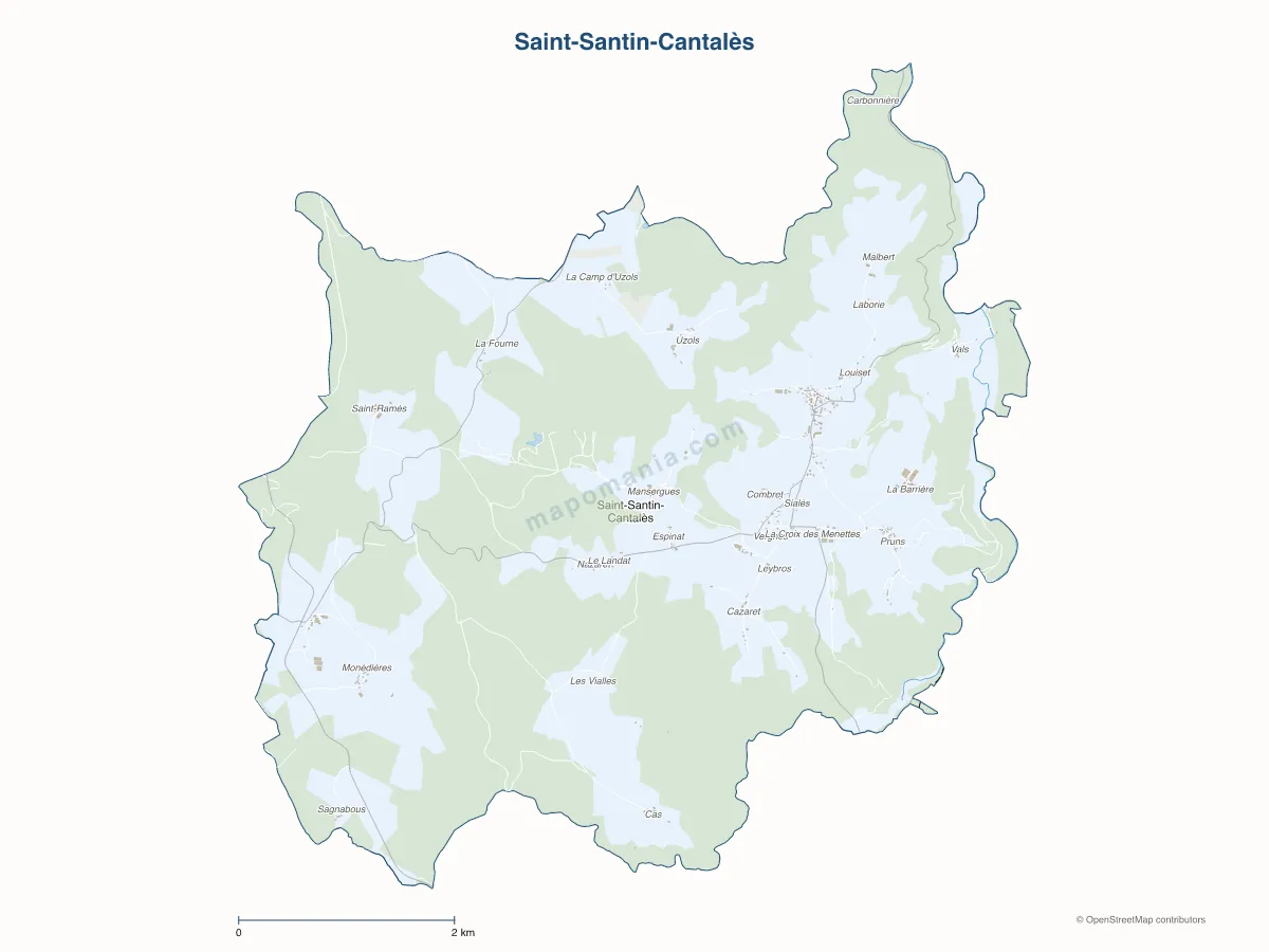 Carte de Saint-Santin-Cantalès à personnaliser