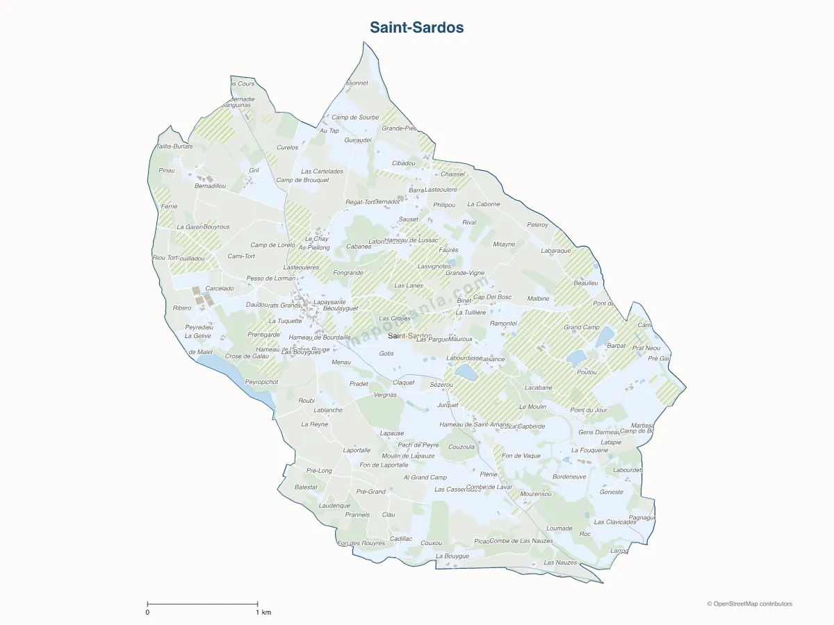 Carte de Saint-Sardos à personnaliser