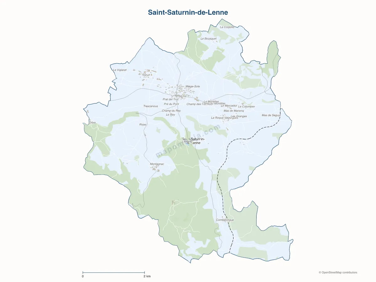 Carte de Saint-Saturnin-de-Lenne à personnaliser