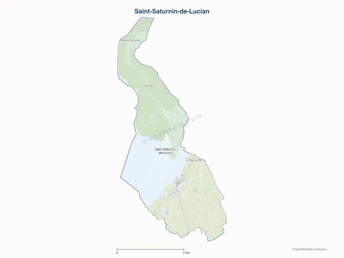 Carte de Saint-Saturnin-de-Lucian à personnaliser