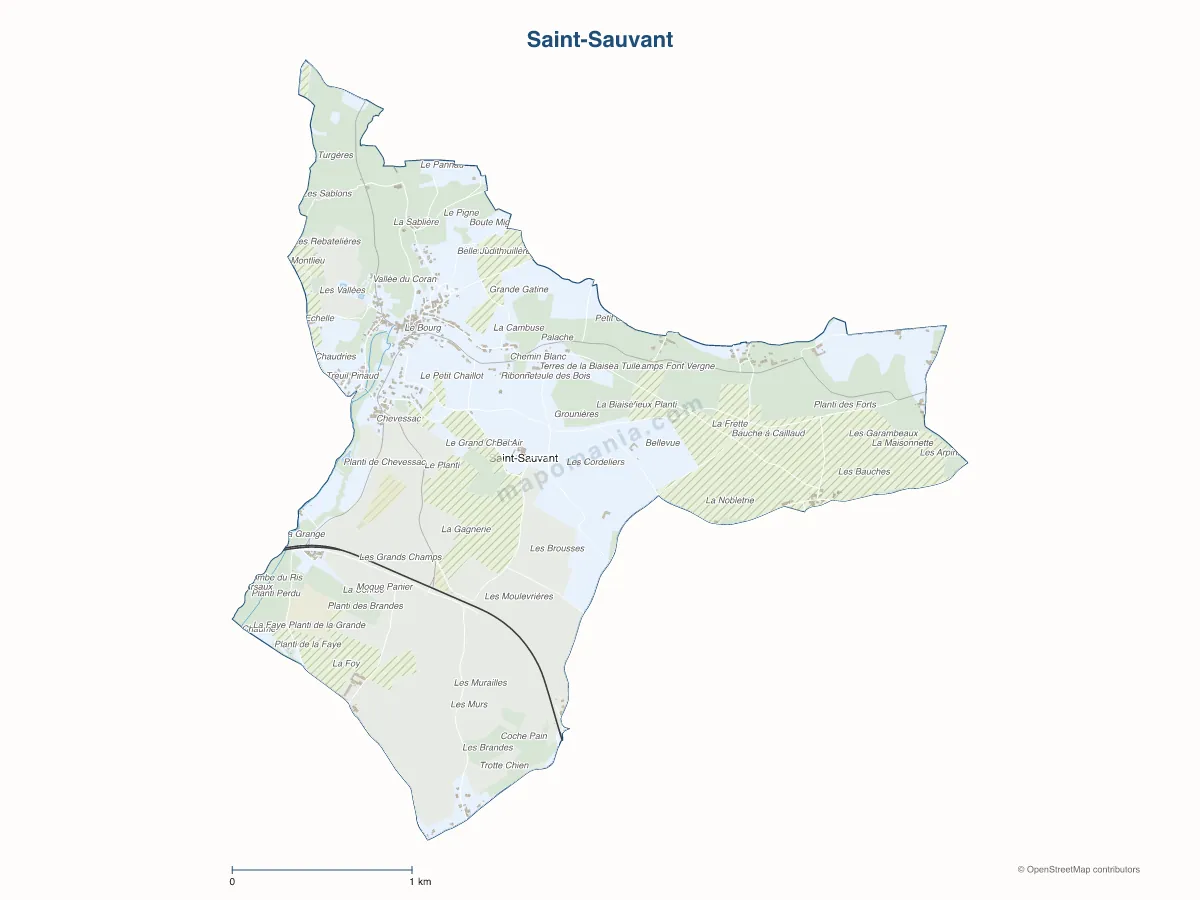 Carte de Saint-Sauvant à personnaliser