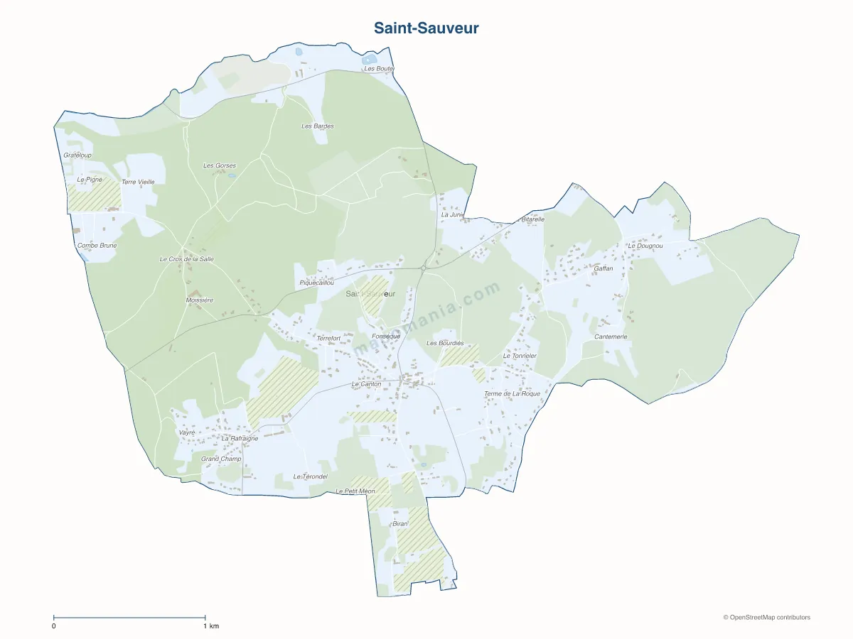 Carte de Saint-Sauveur à personnaliser