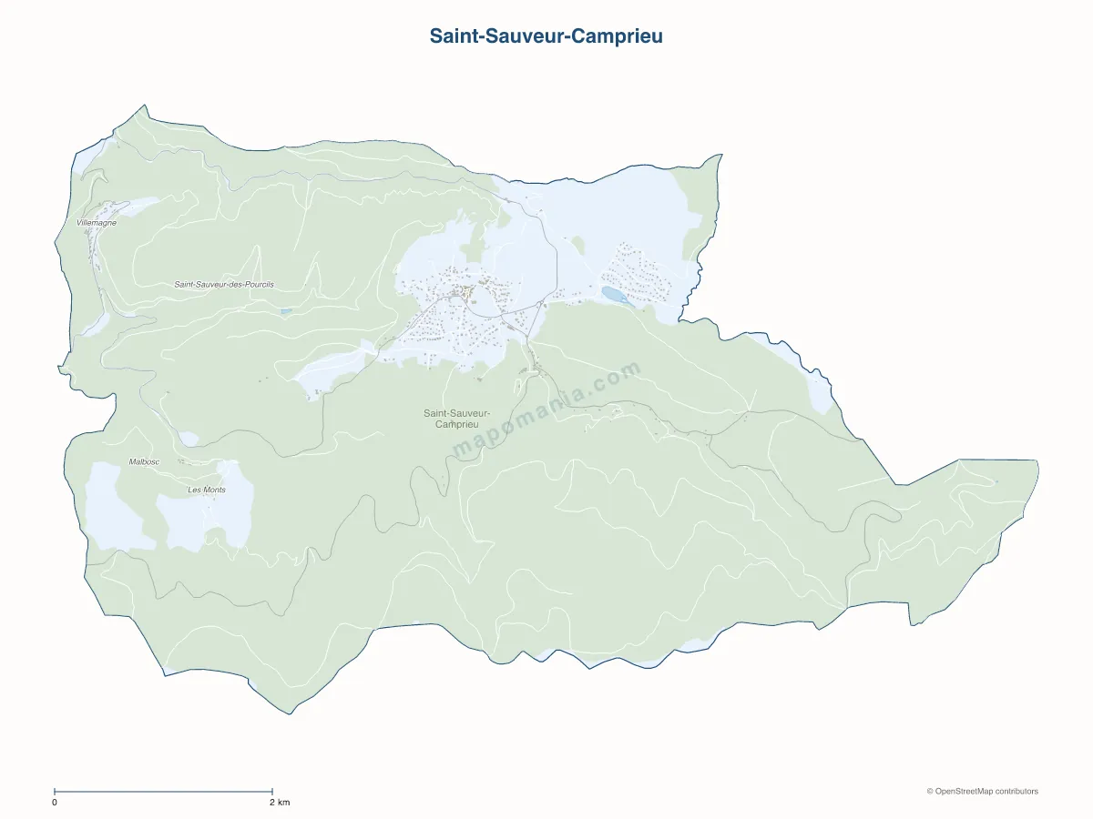 Carte de Saint-Sauveur-Camprieu à personnaliser