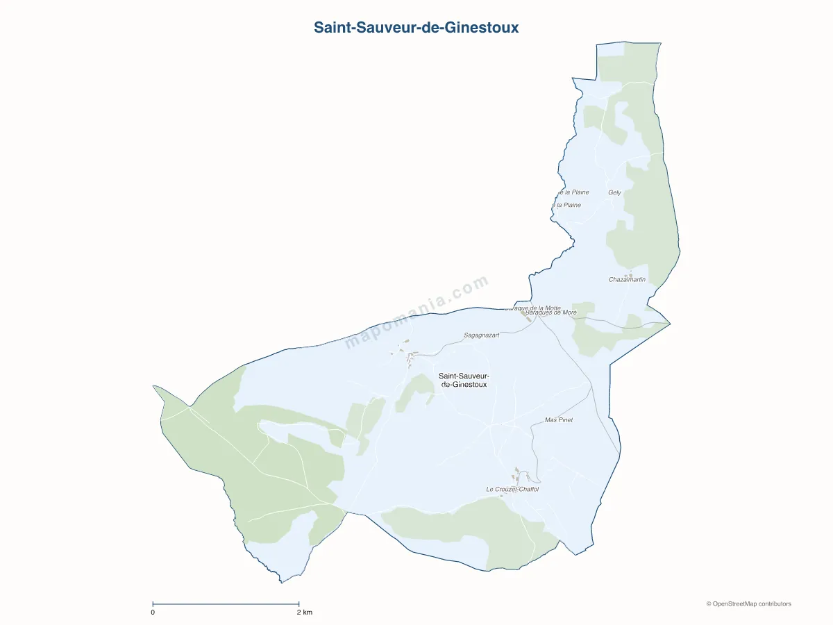 Carte de Saint-Sauveur-de-Ginestoux à personnaliser
