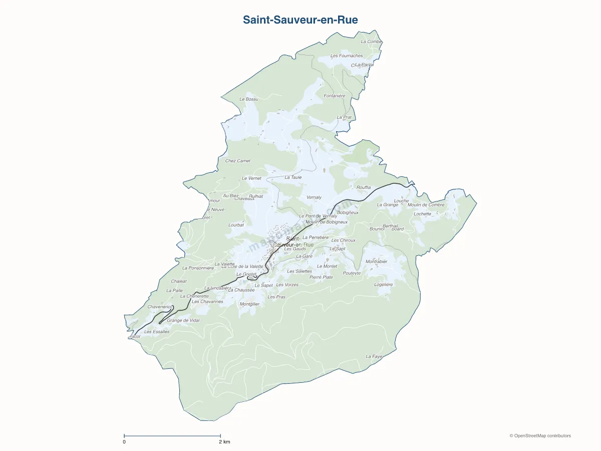 Carte de Saint-Sauveur-en-Rue à personnaliser