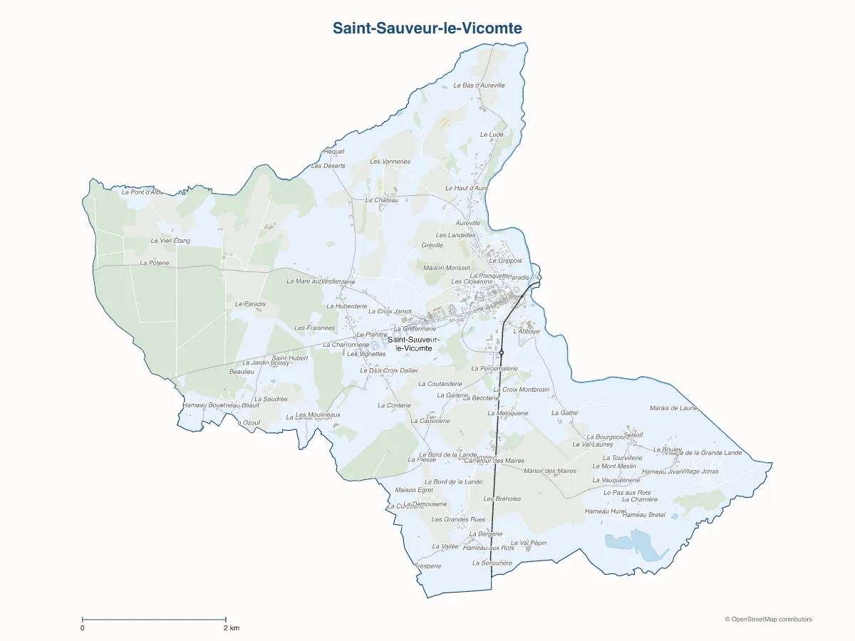 Carte de Saint-Sauveur-le-Vicomte à personnaliser