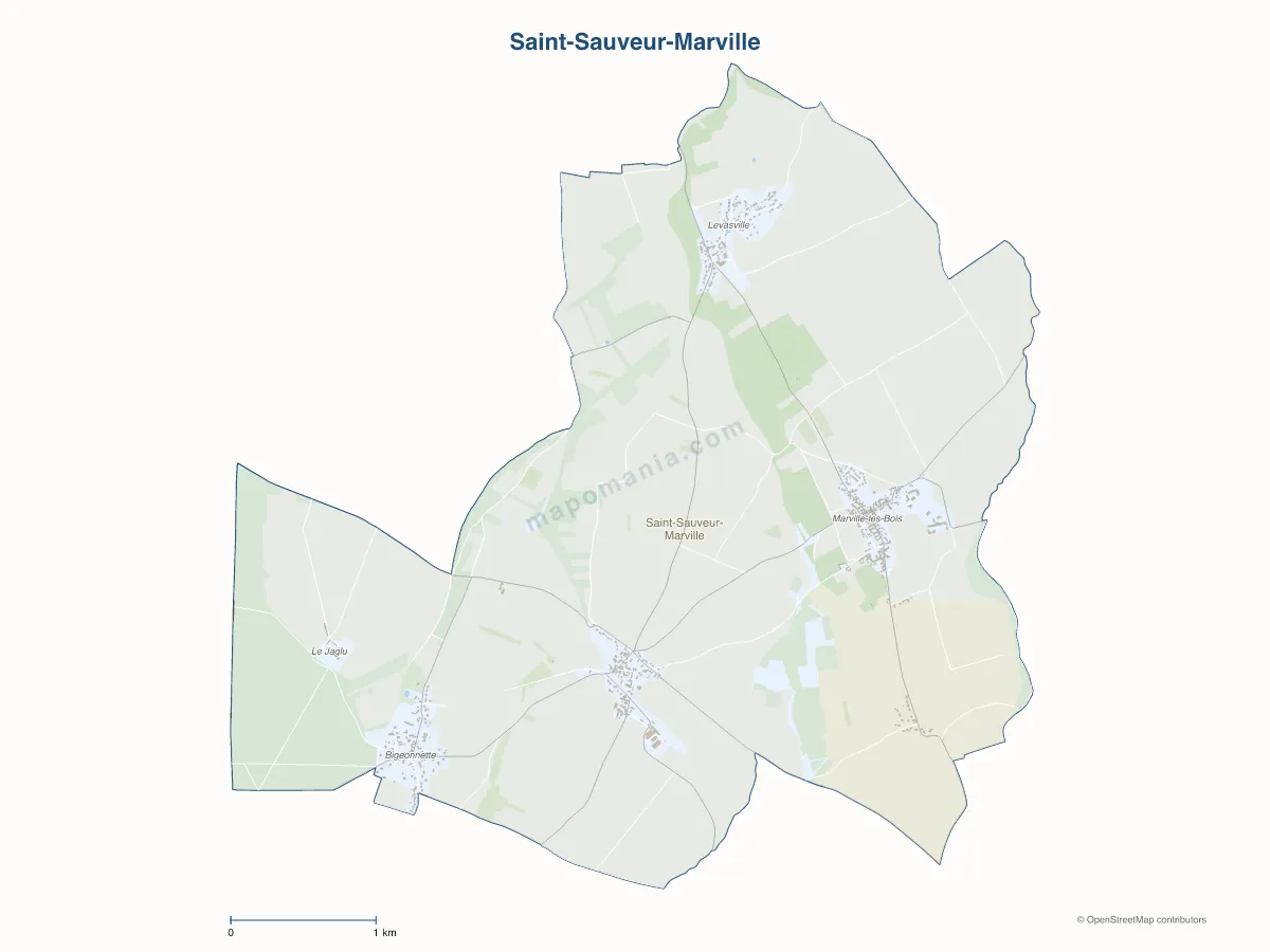 Carte de Saint-Sauveur-Marville à personnaliser