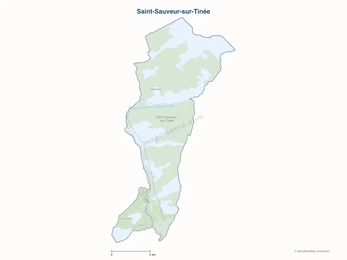 Carte de Saint-Sauveur-sur-Tinée à personnaliser
