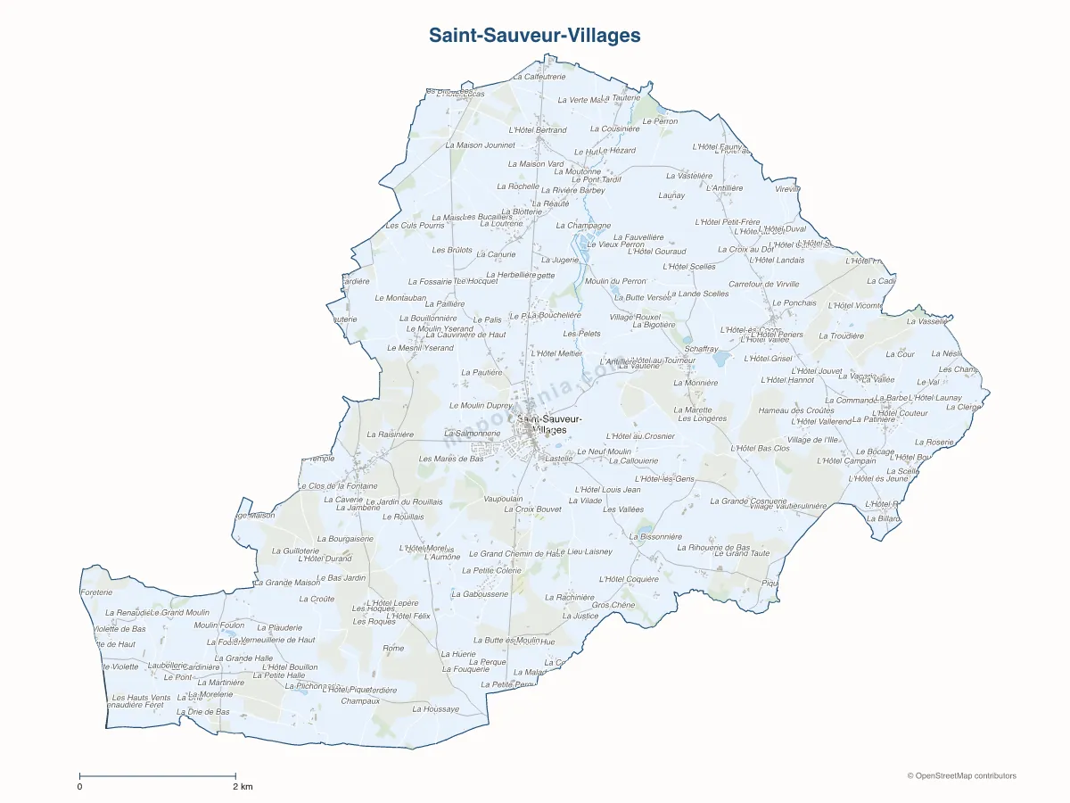 Carte de Saint-Sauveur-Villages à personnaliser