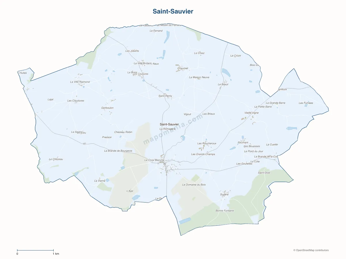 Carte de Saint-Sauvier à personnaliser