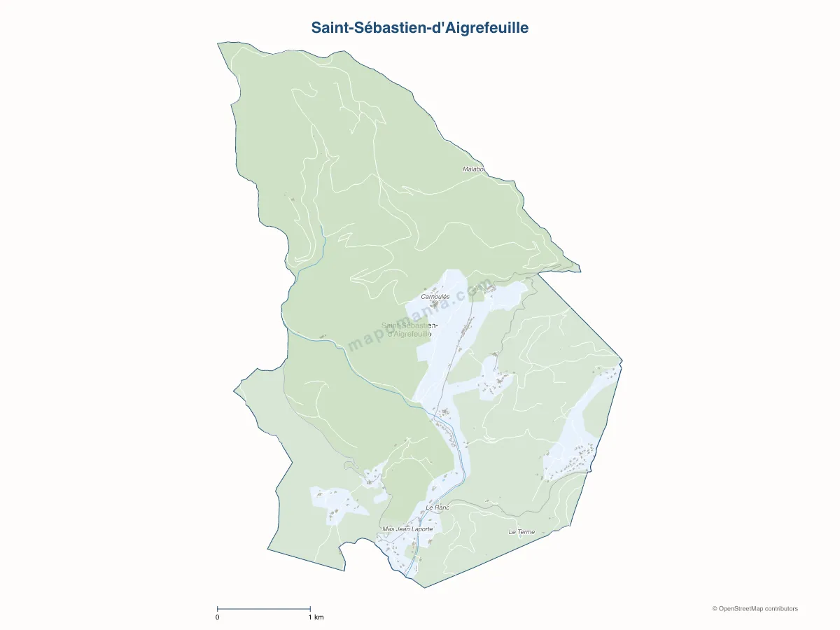 Carte de Saint-Sébastien-d'Aigrefeuille à personnaliser