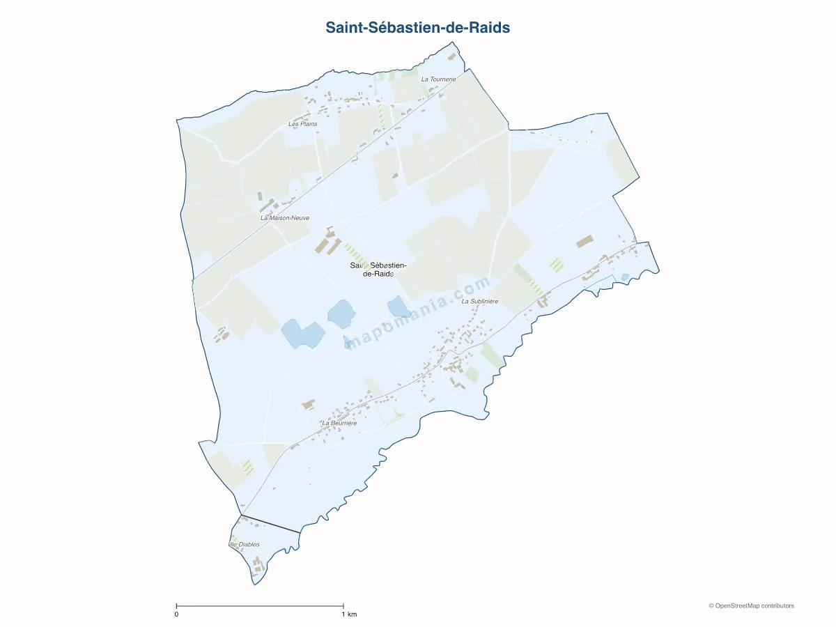 Carte de Saint-Sébastien-de-Raids à personnaliser