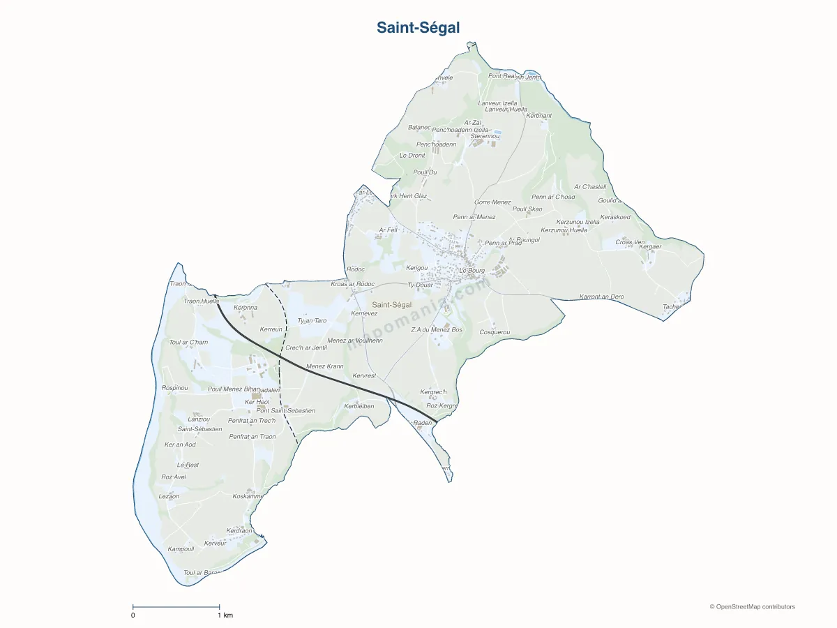 Carte de Saint-Ségal à personnaliser