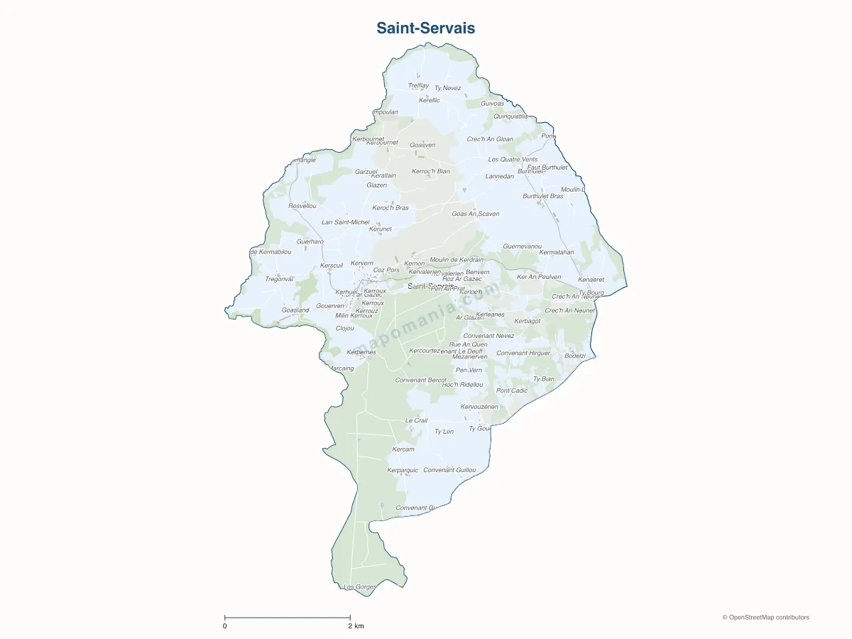 Carte de Saint-Servais à personnaliser
