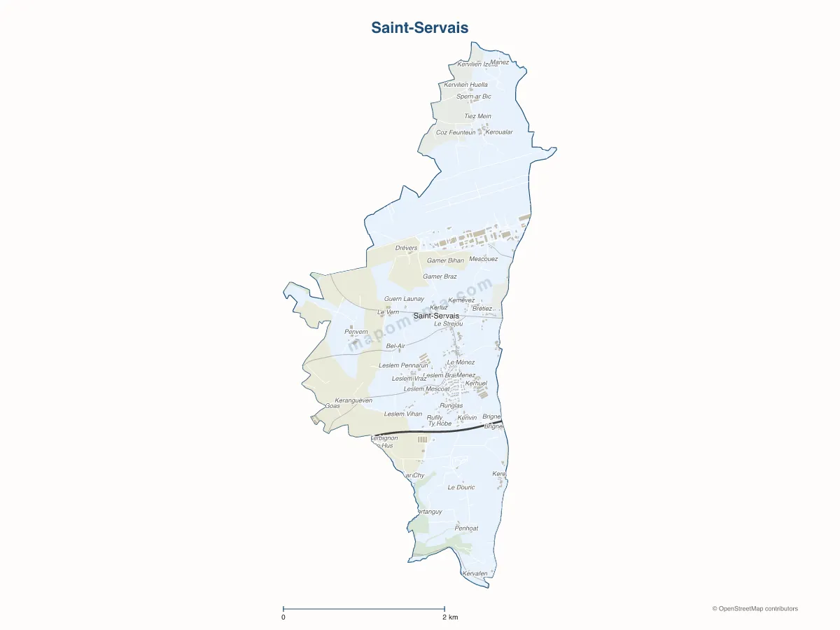 Carte de Saint-Servais à personnaliser