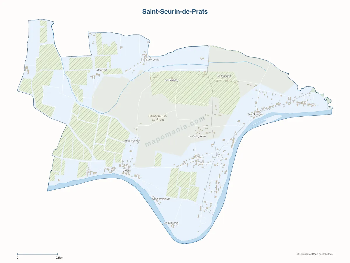 Carte de Saint-Seurin-de-Prats à personnaliser