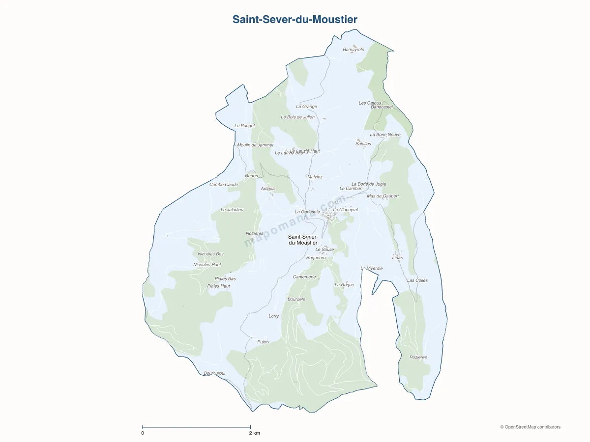 Carte de Saint-Sever-du-Moustier à personnaliser