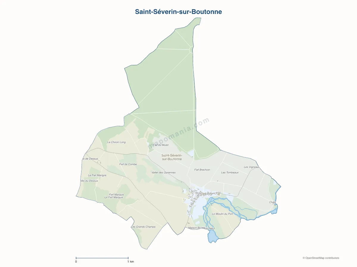 Carte de Saint-Séverin-sur-Boutonne à personnaliser
