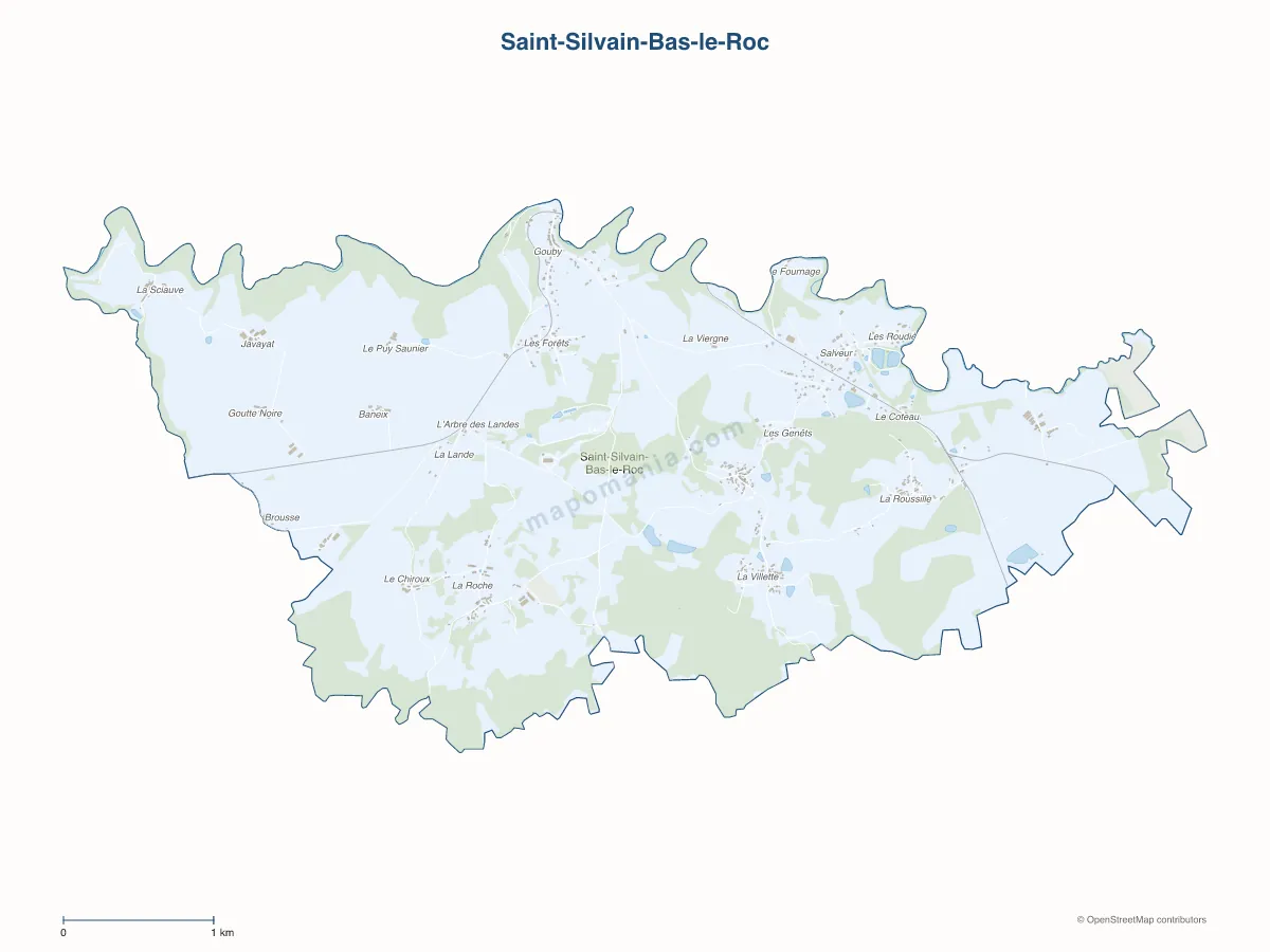Carte de Saint-Silvain-Bas-le-Roc à personnaliser