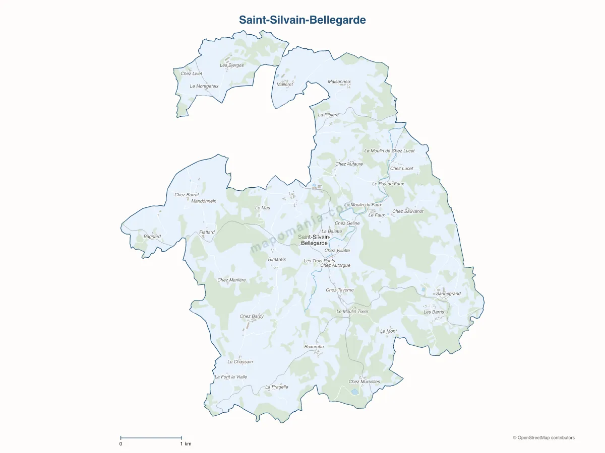 Carte de Saint-Silvain-Bellegarde à personnaliser