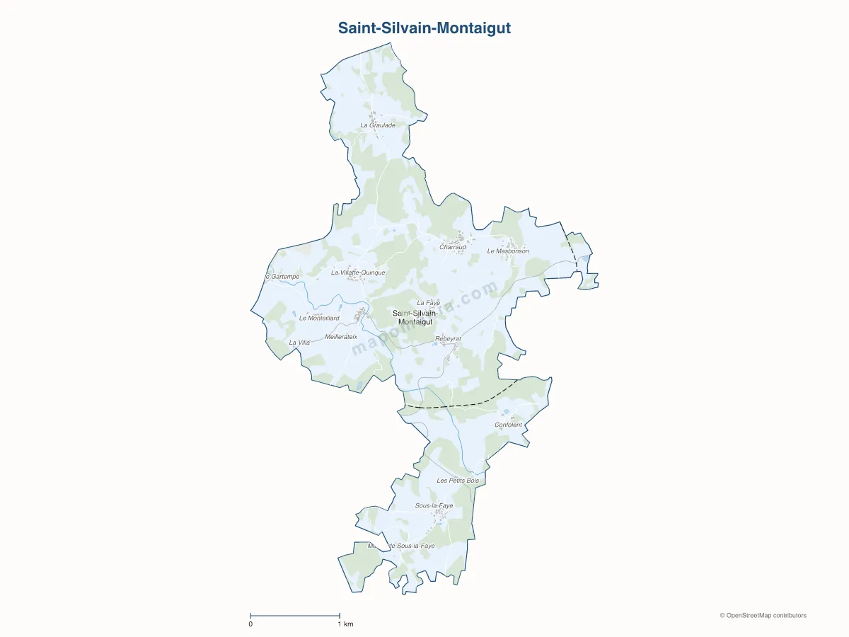 Carte de Saint-Silvain-Montaigut à personnaliser