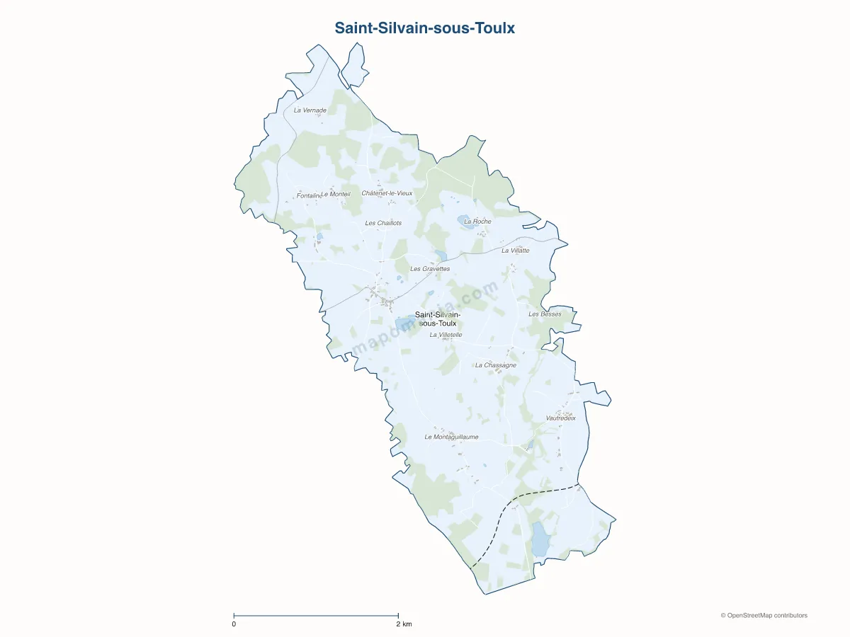 Carte de Saint-Silvain-sous-Toulx à personnaliser