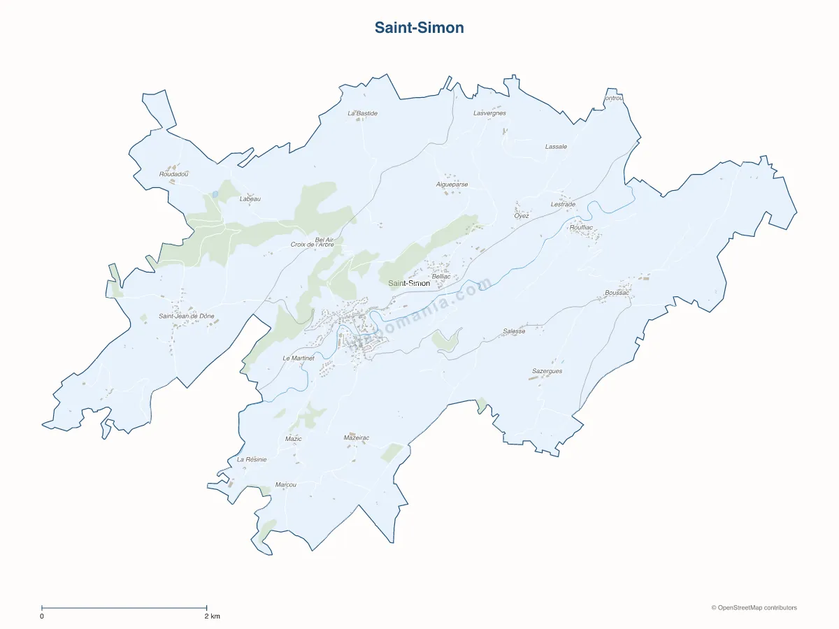 Carte de Saint-Simon à personnaliser