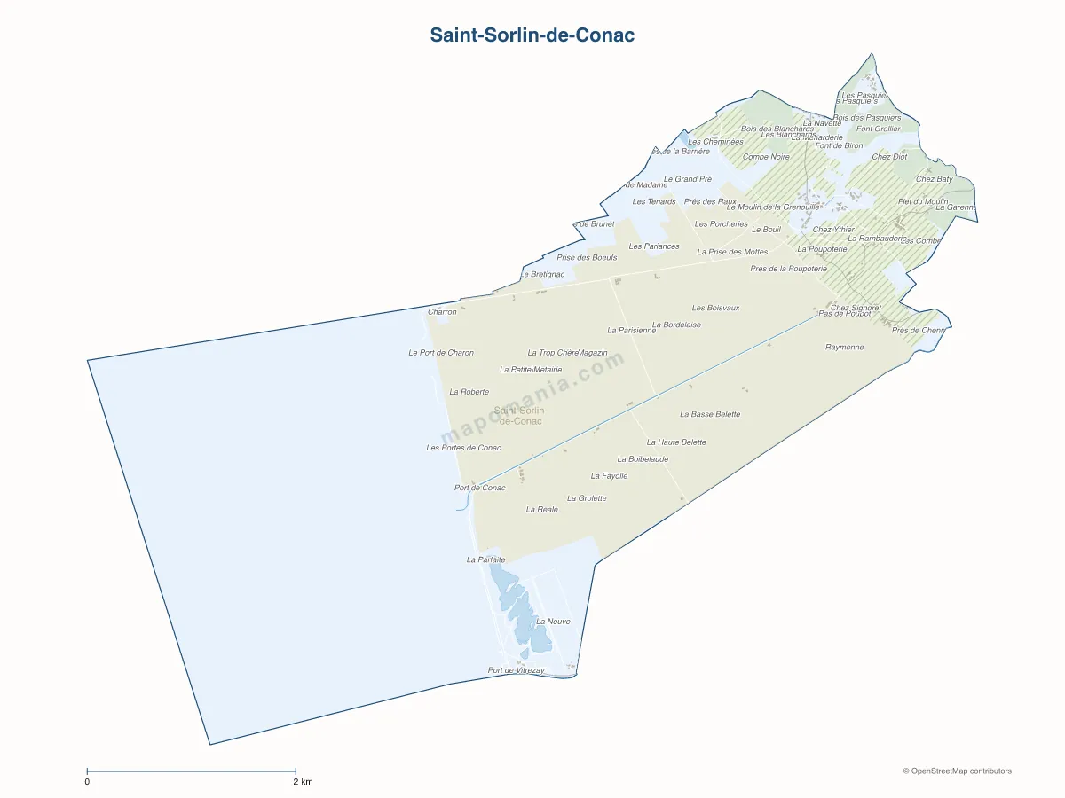 Carte de Saint-Sorlin-de-Conac à personnaliser