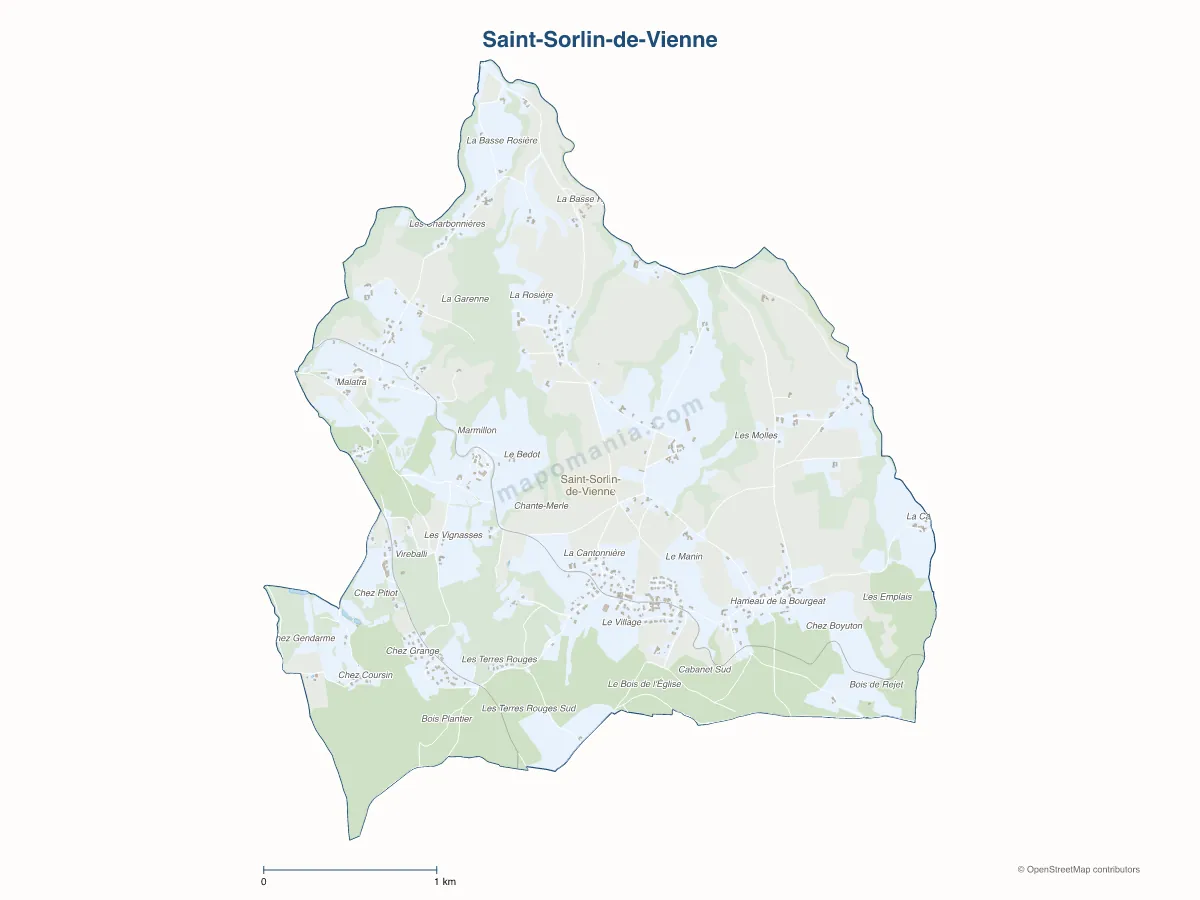 Carte de Saint-Sorlin-de-Vienne à personnaliser