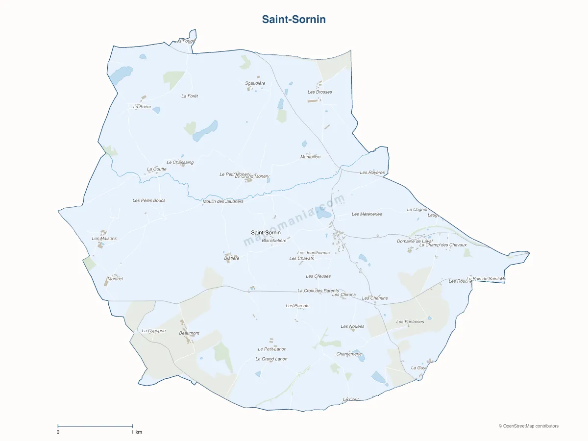 Carte de Saint-Sornin à personnaliser