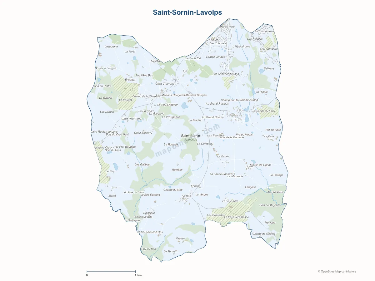 Carte de Saint-Sornin-Lavolps à personnaliser
