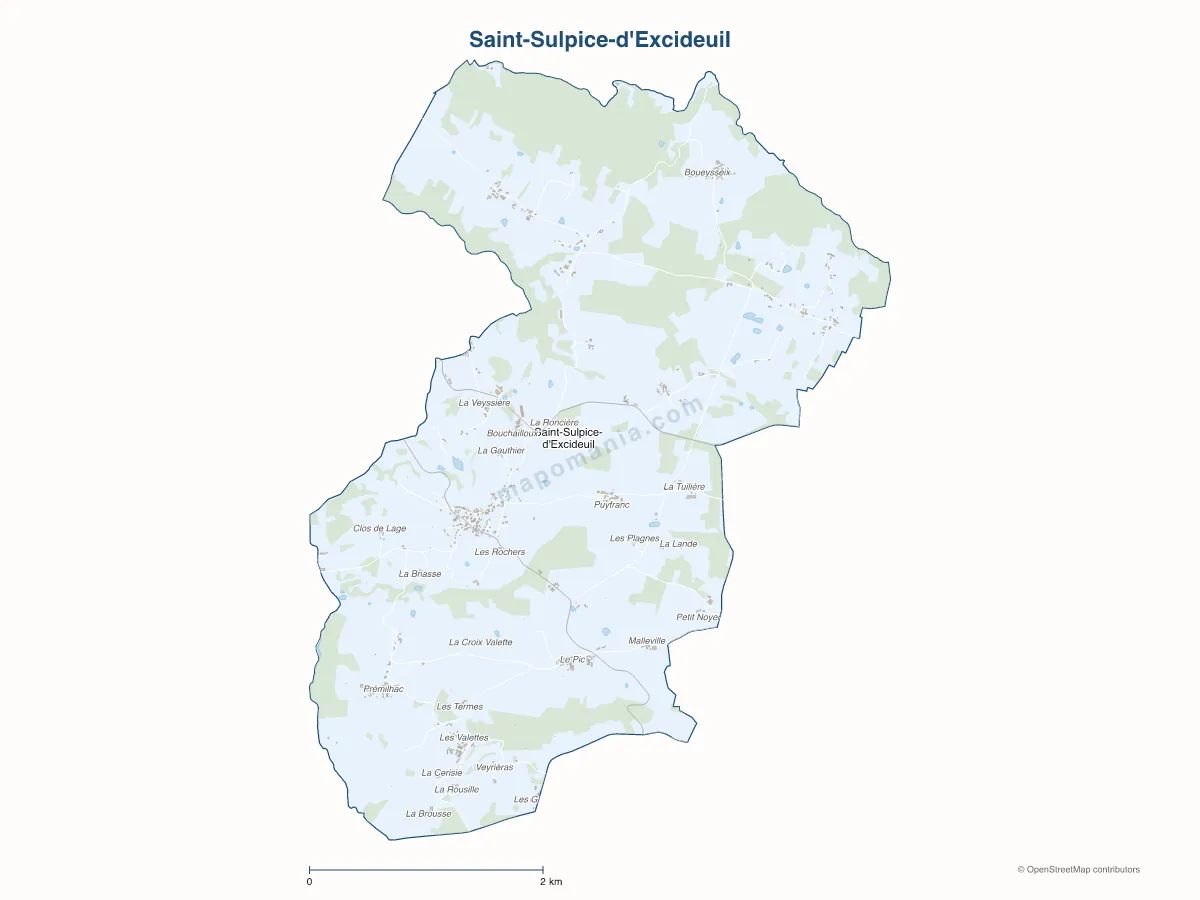 Carte de Saint-Sulpice-d'Excideuil à personnaliser