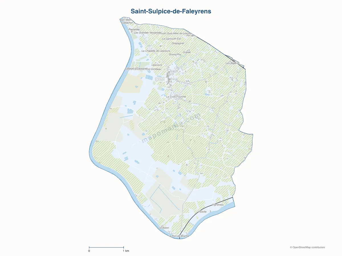 Carte de Saint-Sulpice-de-Faleyrens à personnaliser