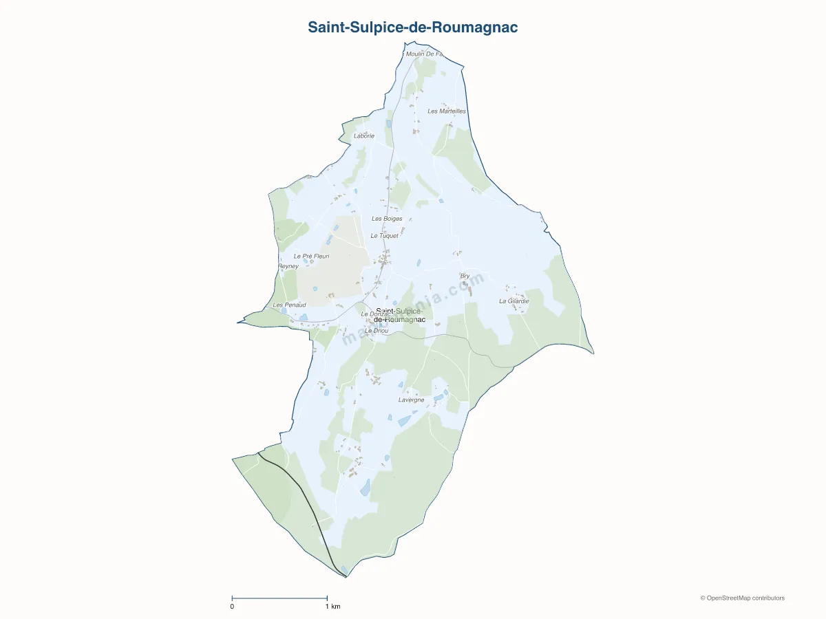 Carte de Saint-Sulpice-de-Roumagnac à personnaliser