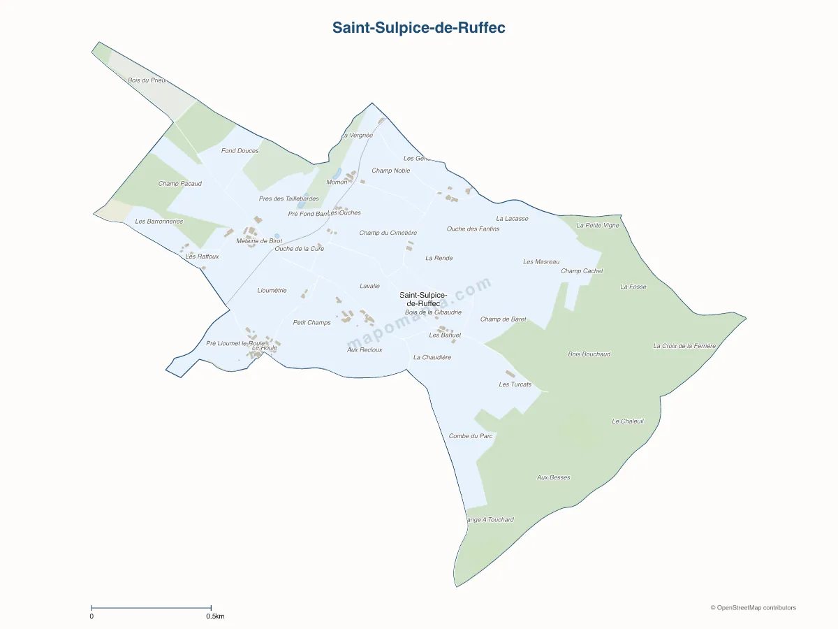 Carte de Saint-Sulpice-de-Ruffec à personnaliser