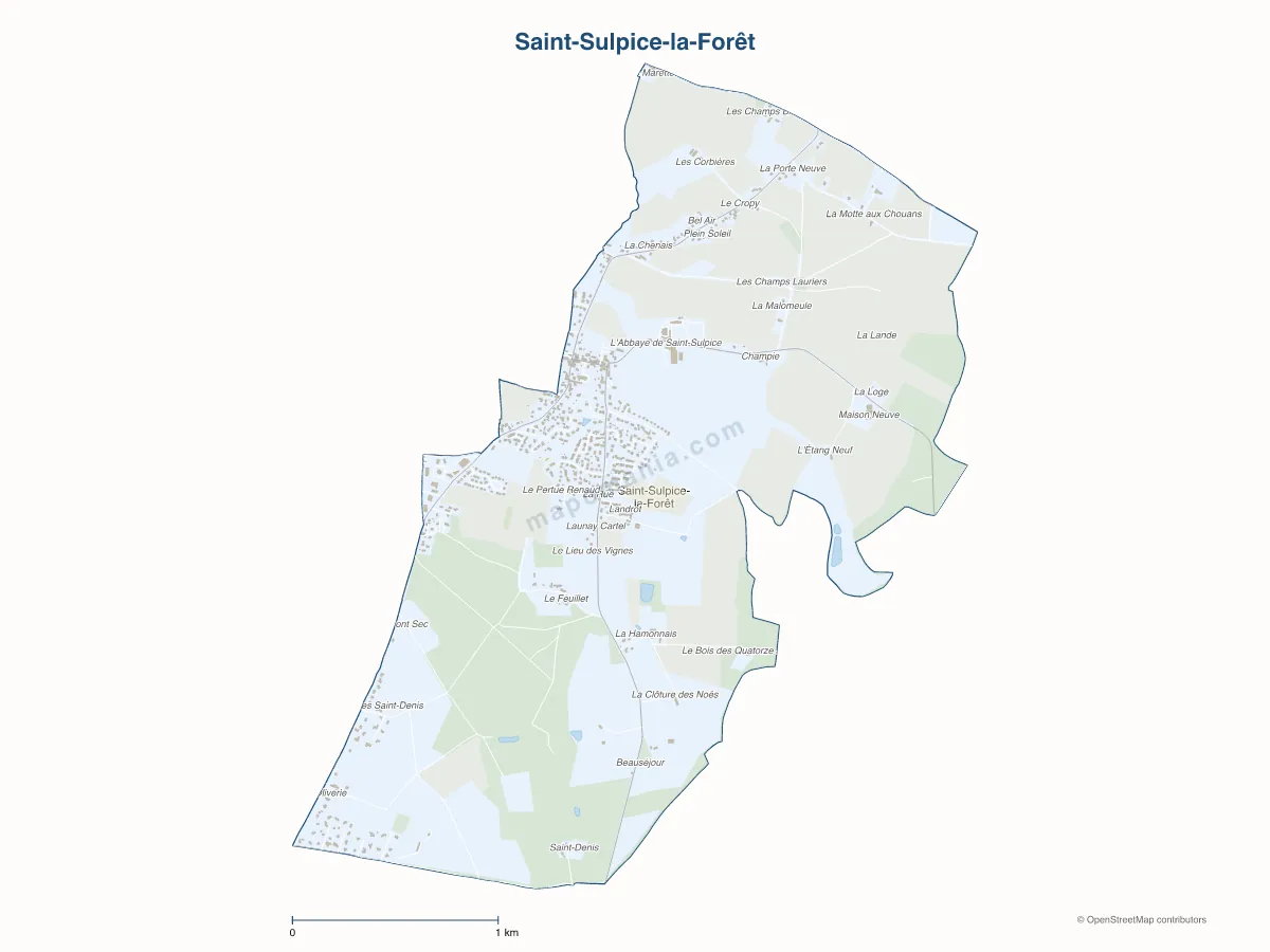 Carte de Saint-Sulpice-la-Forêt à personnaliser