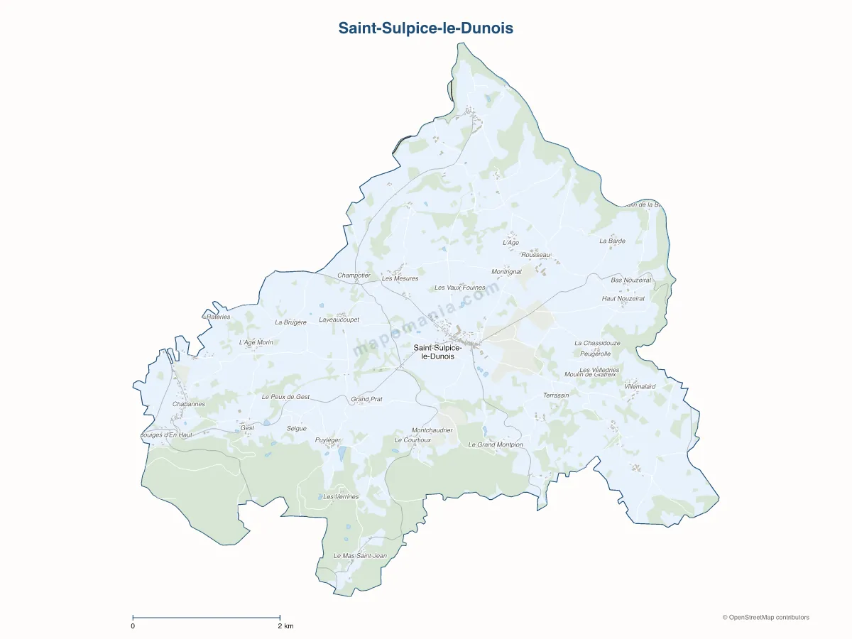 Carte de Saint-Sulpice-le-Dunois à personnaliser