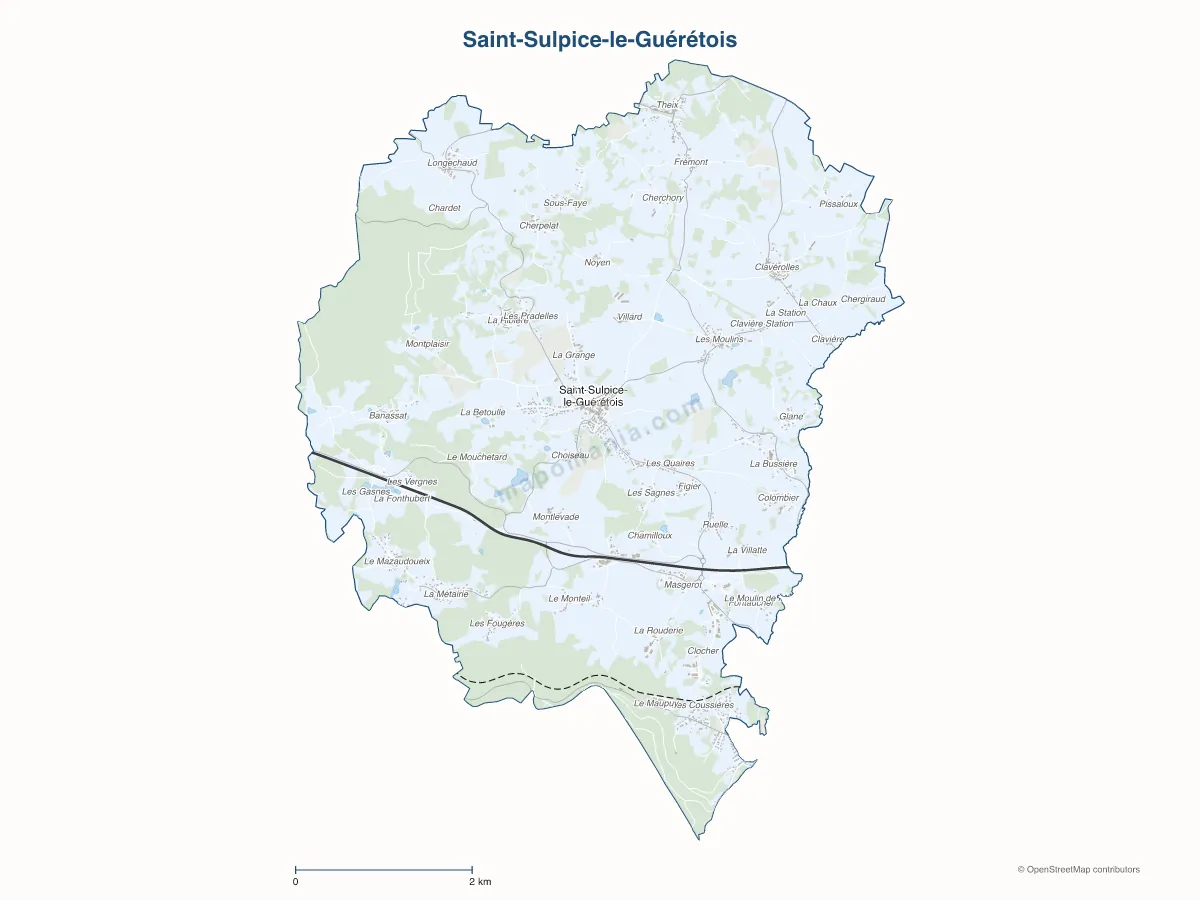 Carte de Saint-Sulpice-le-Guérétois à personnaliser