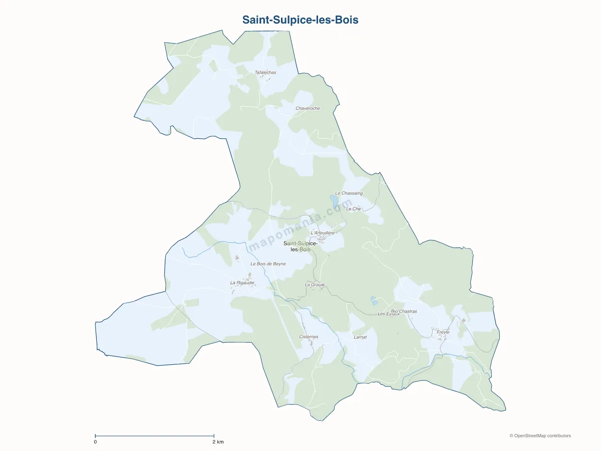 Carte de Saint-Sulpice-les-Bois à personnaliser